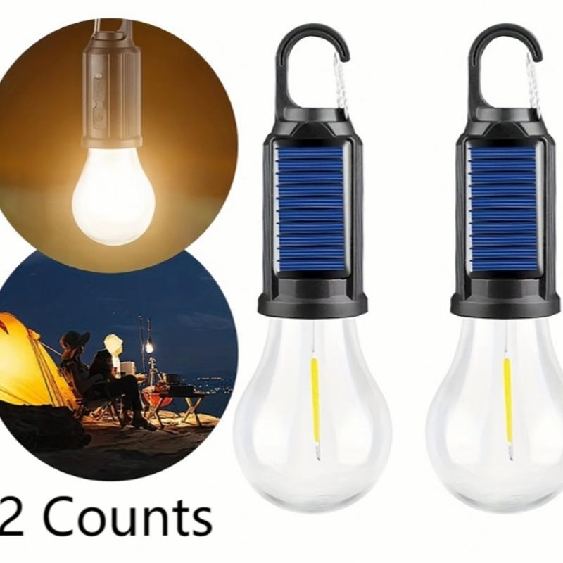 Ampoule LED à énergie solaire, 2 unités, type C, rechargeable, lumière de tente de camping, lumière d'urgence extérieure, ampoule portable pour camping en plein air