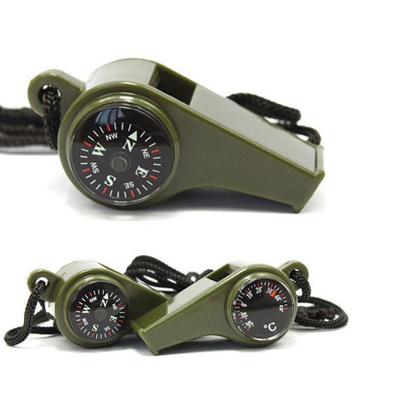 Multifunctional Outdoor Whistle with Life Saving Thermometer and Compass for Fishing Beach Hiking