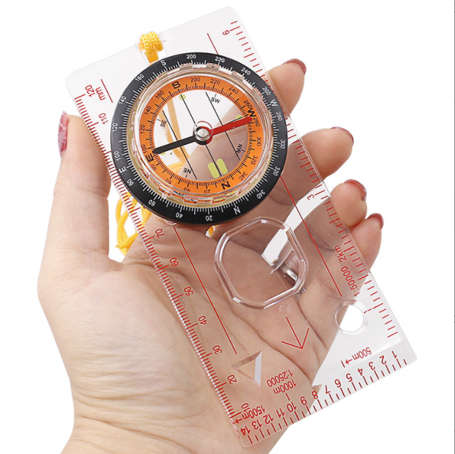 Hot Sell High Quality Acrylic Compass Map Scale Ruler Luminous Folding Glow Compass