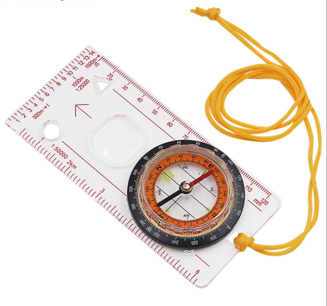 Hot Sell High Quality Acrylic Compass Map Scale Ruler Luminous Folding Glow Compass