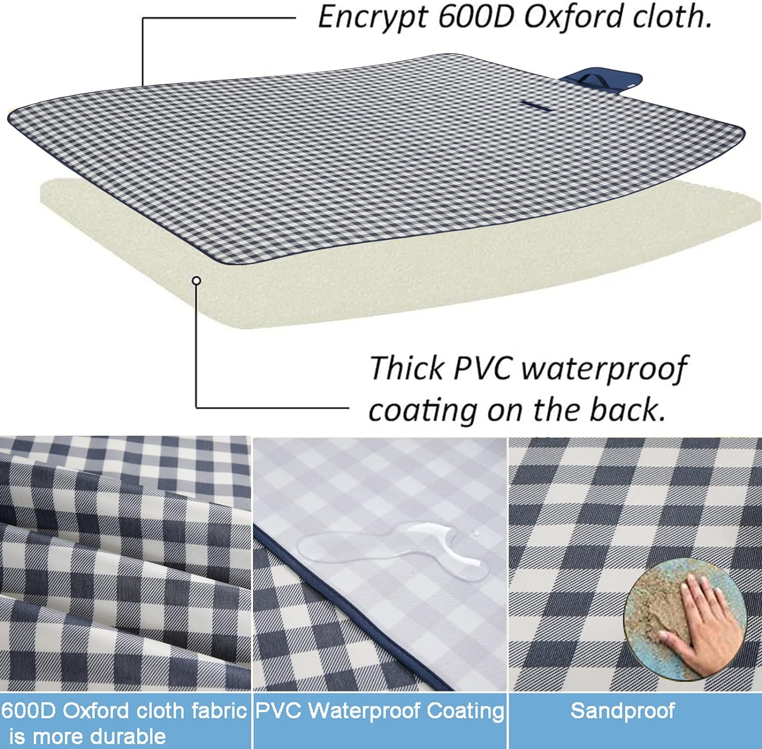 Outdoor Extra Large Foldable Pocket Portable Sand Free Proof Waterproof Camping Beach Blanket Picnic Mats Rug