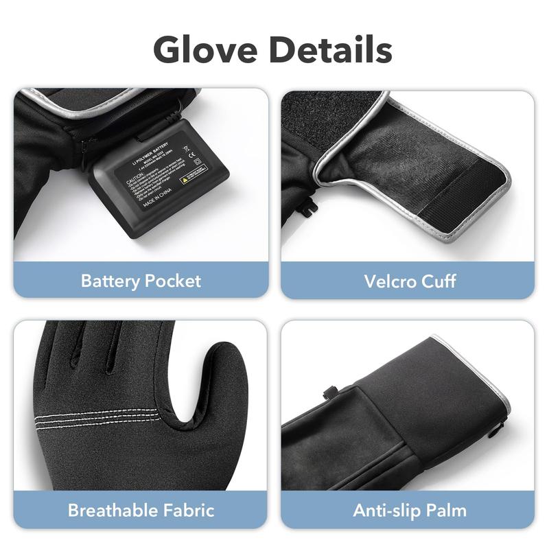 Gants chauffants Gants chauffants minces Gants chauffants électriques rechargeables à batterie avec batterie 7,4 V 2200 mAh Gants chauffants ultra-fins respirants pour le cyclisme, la conduite, le ski, le camping, la saisie en hiver