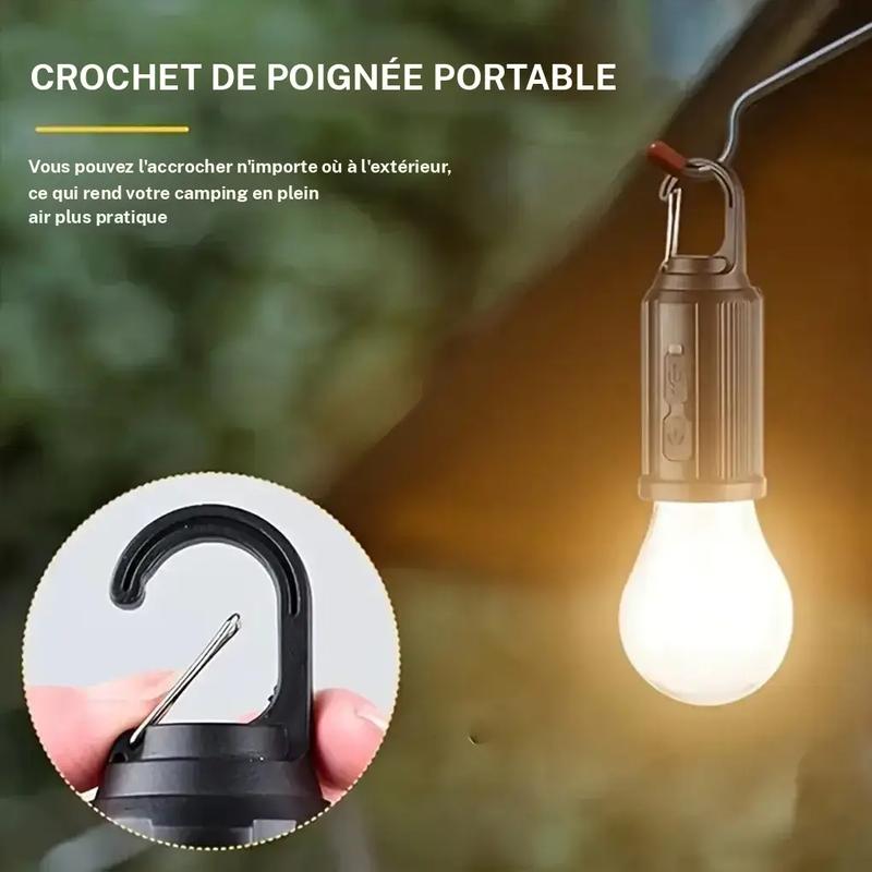 Ampoule LED à énergie solaire, 2 unités, type C, rechargeable, lumière de tente de camping, lumière d'urgence extérieure, ampoule portable pour camping en plein air