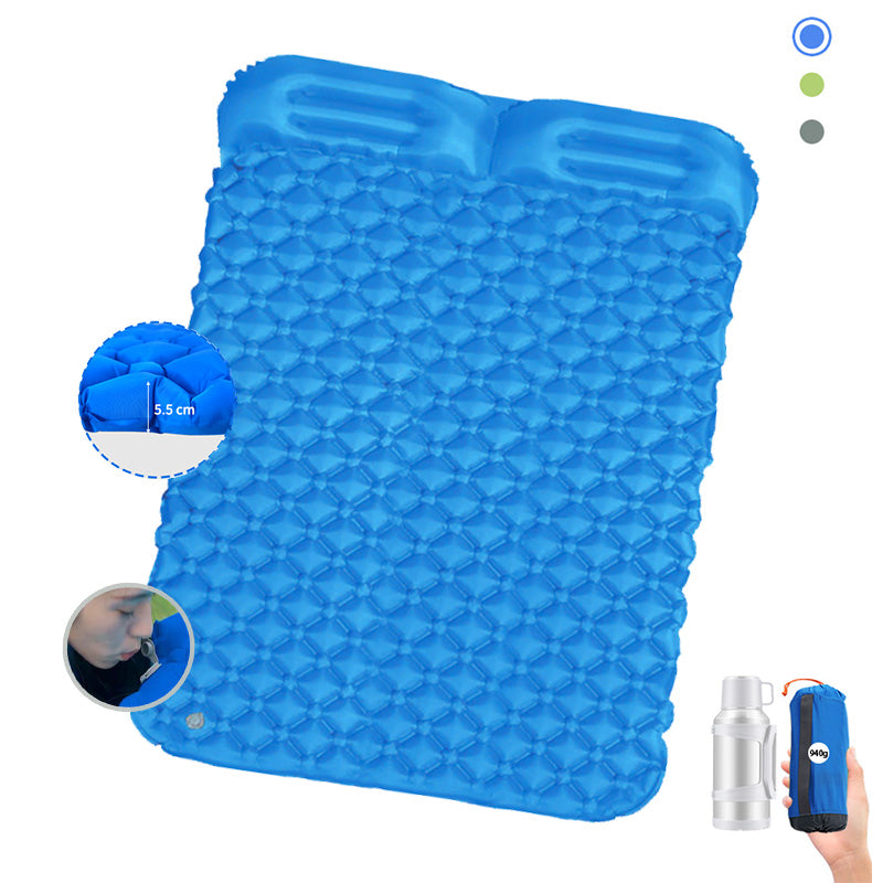 40D Nylon Camping Sleeping Pad Air Mattress Double Inflatable Mattress TPU Camping Mattress Waterproof Ultralight Camping Mat
