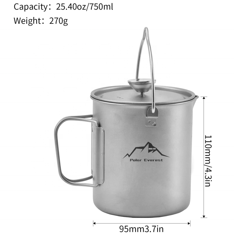New Outdoor Camping Titanium Cup Tableware Stainless Steel Drinking Coffee Cup for Hiking Survival Cooking