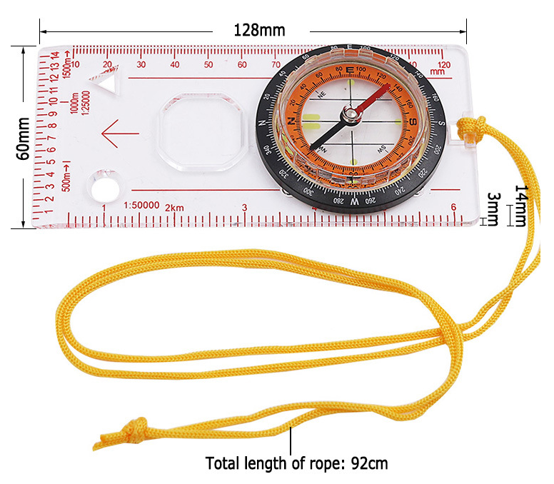 Hot Sell High Quality Acrylic Compass Map Scale Ruler Luminous Folding Glow Compass