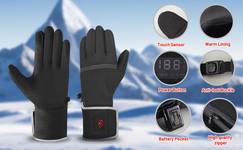 Gants chauffants Gants chauffants minces Gants chauffants électriques rechargeables à batterie avec batterie 7,4 V 2200 mAh Gants chauffants ultra-fins respirants pour le cyclisme, la conduite, le ski, le camping, la saisie en hiver