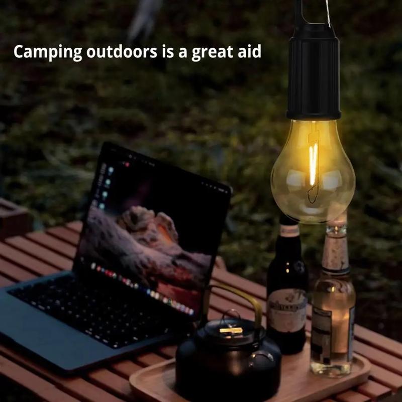 Ampoule LED à énergie solaire, 2 unités, type C, rechargeable, lumière de tente de camping, lumière d'urgence extérieure, ampoule portable pour camping en plein air