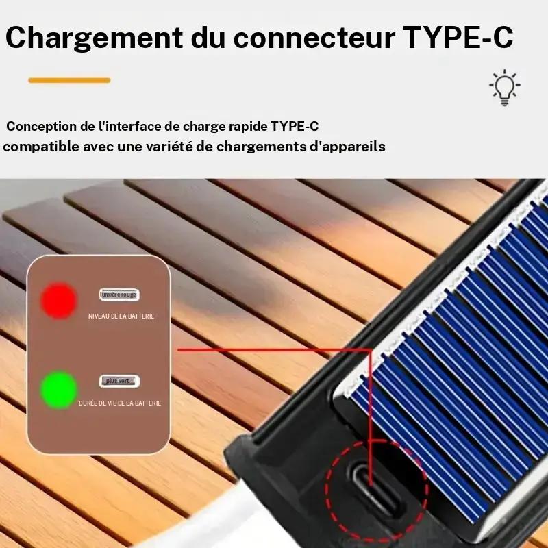 Ampoule LED à énergie solaire, 2 unités, type C, rechargeable, lumière de tente de camping, lumière d'urgence extérieure, ampoule portable pour camping en plein air
