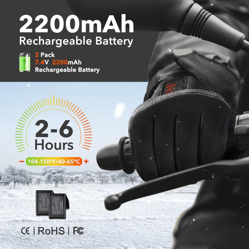 Gants chauffants Gants chauffants minces Gants chauffants électriques rechargeables à batterie avec batterie 7,4 V 2200 mAh Gants chauffants ultra-fins respirants pour le cyclisme, la conduite, le ski, le camping, la saisie en hiver