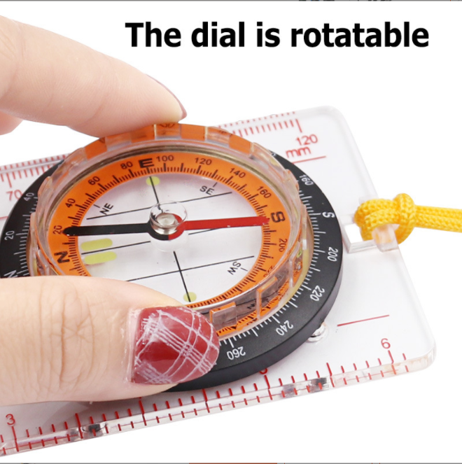 Hot Sell High Quality Acrylic Compass Map Scale Ruler Luminous Folding Glow Compass