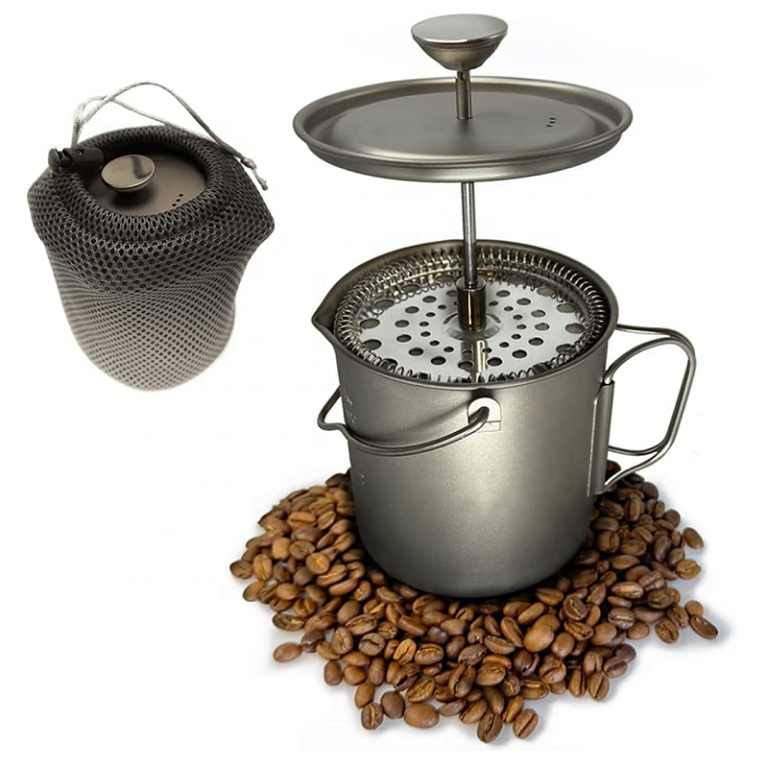 New Outdoor Camping Titanium Cup Tableware Stainless Steel Drinking Coffee Cup for Hiking Survival Cooking