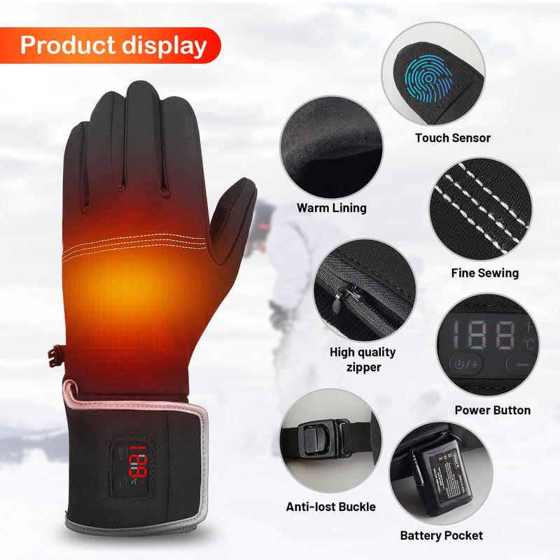 Gants chauffants Gants chauffants minces Gants chauffants électriques rechargeables à batterie avec batterie 7,4 V 2200 mAh Gants chauffants ultra-fins respirants pour le cyclisme, la conduite, le ski, le camping, la saisie en hiver