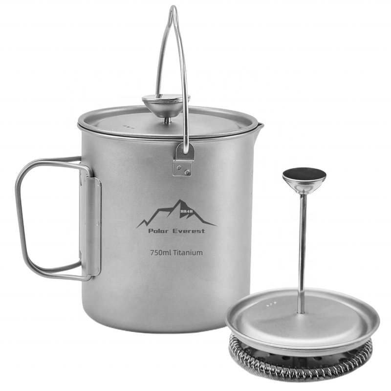 New Outdoor Camping Titanium Cup Tableware Stainless Steel Drinking Coffee Cup for Hiking Survival Cooking