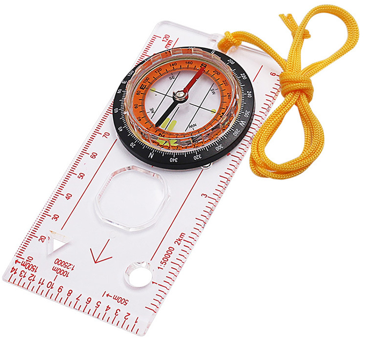 Hot Sell High Quality Acrylic Compass Map Scale Ruler Luminous Folding Glow Compass