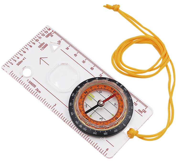 Hot Sell High Quality Acrylic Compass Map Scale Ruler Luminous Folding Glow Compass