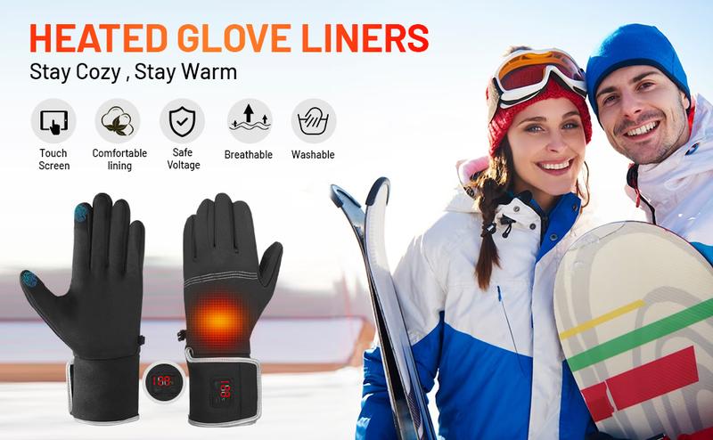 Gants chauffants Gants chauffants minces Gants chauffants électriques rechargeables à batterie avec batterie 7,4 V 2200 mAh Gants chauffants ultra-fins respirants pour le cyclisme, la conduite, le ski, le camping, la saisie en hiver