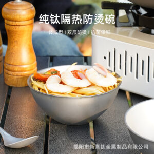 Pure Titanium Picnic Bowl Plate Chopsticks Set