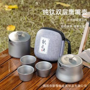 Pure Titanium Travel Tea Set Portable Kung Fu Tea