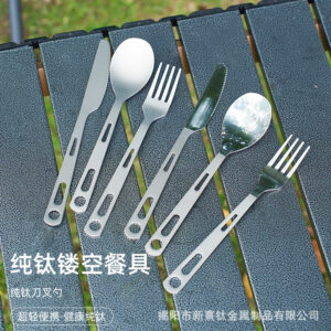 Pure Titanium Cutlery Set Knife Fork Spoon 3PCS