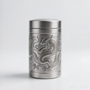 Pure Titanium Tea Canister Dragon Pattern